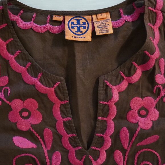 Tory Burch Peacock Embroidered 100% Cotton Blouse Top - Picture 4 of 8